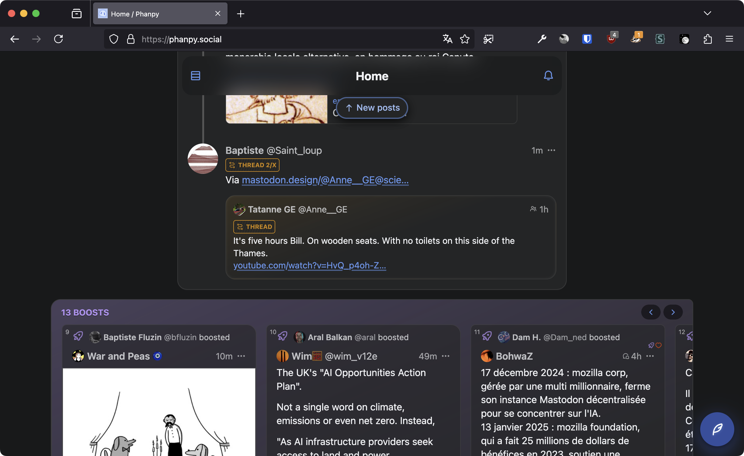 Interface de Phanpy sur Phanpy.social